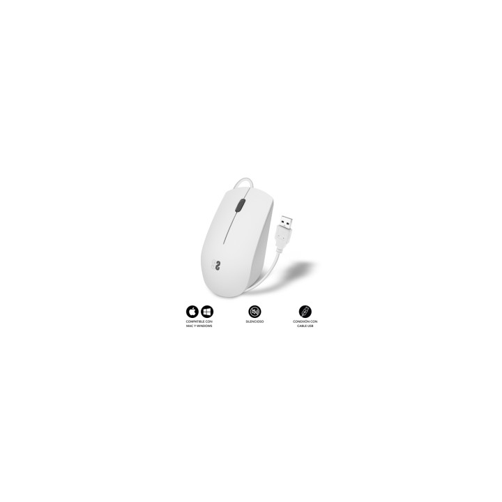 SUBBLIM Ratón Business Silencioso con cable USB 1200 DPI Blanco