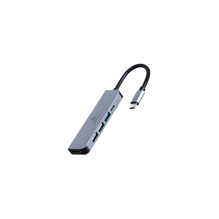 Gembird A-CM-COMBO5-03 base para portátil y replicador de puertos Alámbrico USB 3.2 Gen 1 (3.1 Gen 1) Type-C Plata