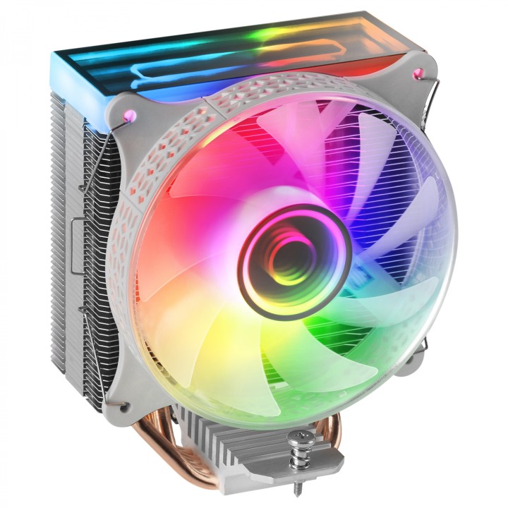 Mars Gaming MCPU-VR Blanco Disipador CPU Doble Espejo Infinito ARGB 4 Heatpipes HCT TDP 180W Ventilador Ultra-silencioso PWM