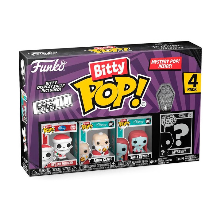 Blister 4 figuras Bitty POP Disney Pesadilla Antes de Navidad Santa Jack