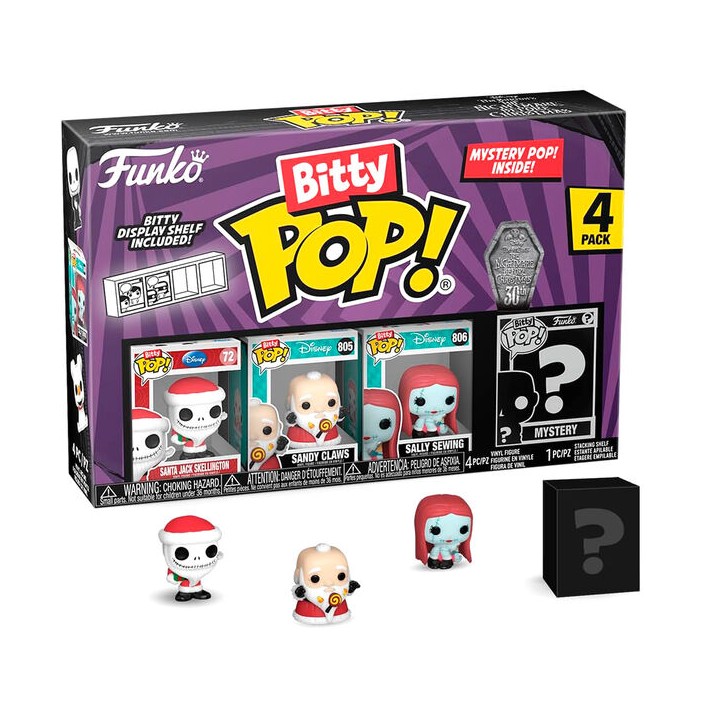 Blister 4 figuras Bitty POP Disney Pesadilla Antes de Navidad Santa Jack