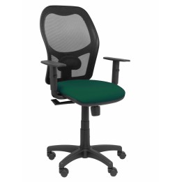 Silla Alocén malla negra asiento bali verde botella brazos regulables