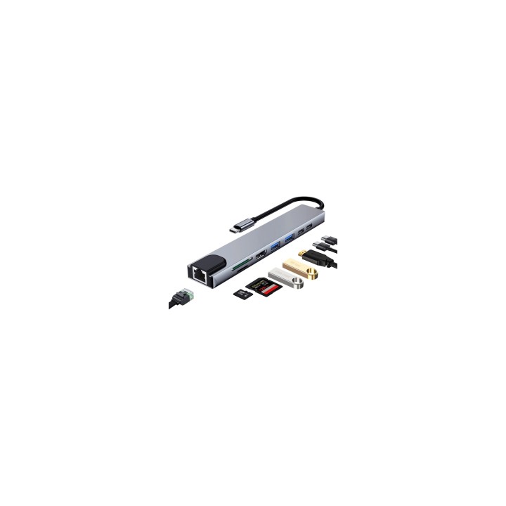 Ewent USB-C a Dock Multipuerto 8 en 1 HDMI 4K 87W