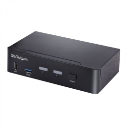 StarTech.com Switch Conmutador KVM USB C Tipo C, KVM de 2 puertos DisplayPort con VÍ­deo UHD HDR de 4K 60Hz, Audio de 3,5mm,