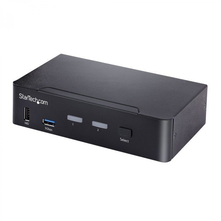 StarTech.com Switch Conmutador KVM USB C Tipo C, KVM de 2 puertos DisplayPort con VÍ­deo UHD HDR de 4K 60Hz, Audio de 3,5mm,