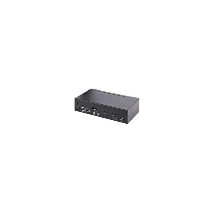 StarTech.com Switch Conmutador KVM USB C Tipo C, KVM de 2 puertos DisplayPort con VÍ­deo UHD HDR de 4K 60Hz, Audio de 3,5mm,