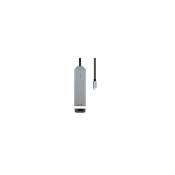AISENS ASUC-4P002-GR base para portátil y replicador de puertos Alámbrico USB 3.2 Gen 1 (3.1 Gen 1) Type-C