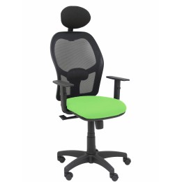 Piqueras y Crespo Silla Alocén malla negra asiento bali pistacho brazos regulables cabecero fijo