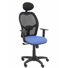 Piqueras y Crespo Silla Alocén malla negra asiento bali azul claro brazos regulables cabecero fijo