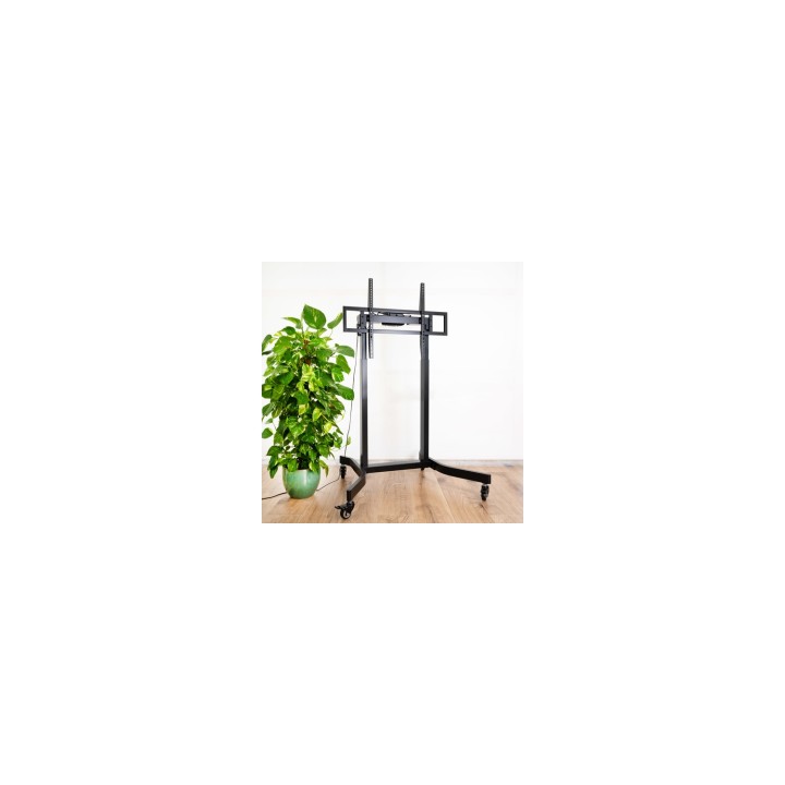 TooQ LUX Soporte de Suelo con Ruedas y Regulación Eléctrica de Altura para Pantallas 55"-100", Negro