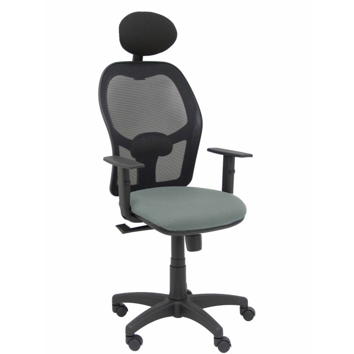 Piqueras y Crespo Silla Alocén malla negra asiento bali gris brazos regulables cabecero fijo