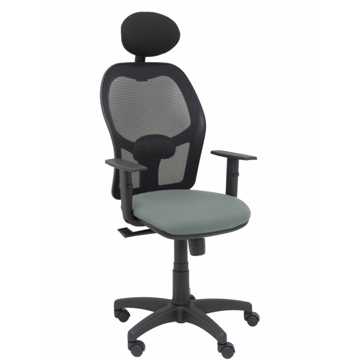 Piqueras y Crespo Silla Alocén malla negra asiento bali gris brazos regulables cabecero fijo