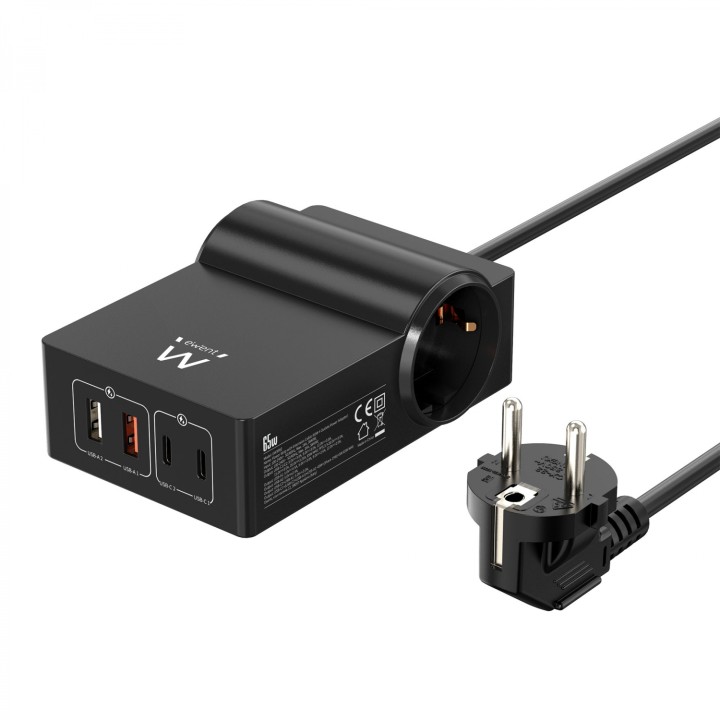 Ewent EW3992 base múltiple 1,5 m 2 salidas AC Interior Negro
