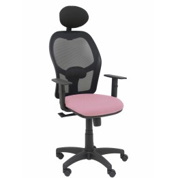 Piqueras y Crespo Silla Alocén malla negra asiento bali rosa brazos regulables cabecero fijo
