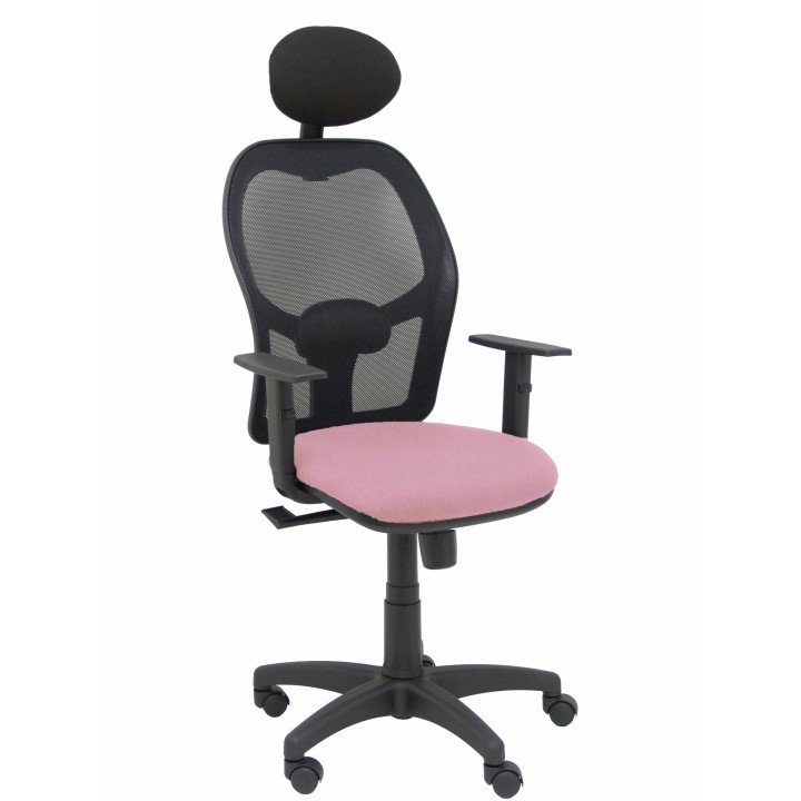 Piqueras y Crespo Silla Alocén malla negra asiento bali rosa brazos regulables cabecero fijo