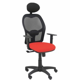 Piqueras y Crespo Silla Alocén malla negra asiento bali naranja oscuro brazos regulables cabecero fijo