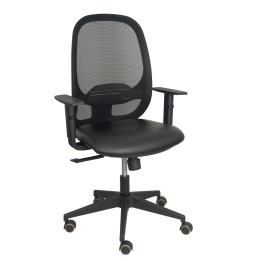 Piqueras y Crespo Silla Cilanco negra malla negra asiento similpiel negro brazo regulable.