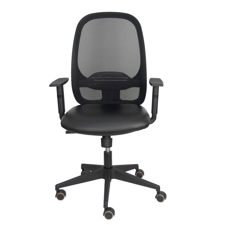 Piqueras y Crespo Silla Cilanco negra malla negra asiento similpiel negro brazo regulable.