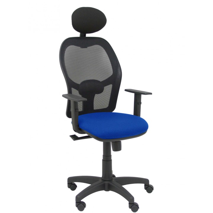 Piqueras y Crespo Silla Alocen malla negra asiento bali azul brazos regulables cabecero fijo