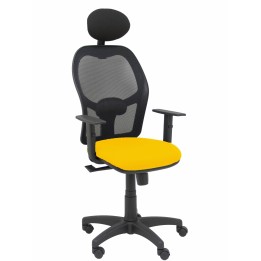 Piqueras y Crespo Silla Alocén malla negra asiento bali amarillo brazos regulables cabecero fijo
