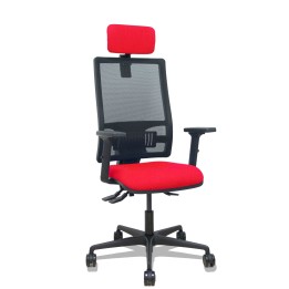 Piqueras y Crespo Silla Bormate asincro malla negra asiento bali rojo brazos 2D ruedas 65mm cabecero regulable