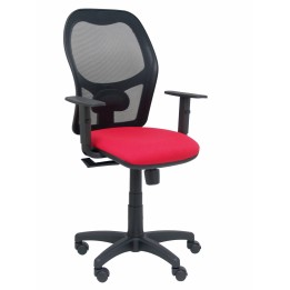 Piqueras y Crespo Silla Alocen malla negra asiento bali rojo brazos regulables