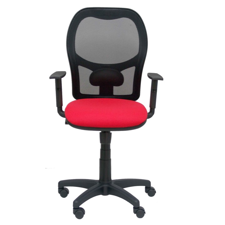 Piqueras y Crespo Silla Alocen malla negra asiento bali rojo brazos regulables