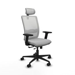 Piqueras y Crespo Haches traslack malla blanca bali gris claro brazos 2D base nailon cabecero malla 2D ruedas 65mm nailon