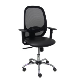 Piqueras y Crespo Silla Cilanco negra malla negra asiento similpiel negro brazo regulable base cromada