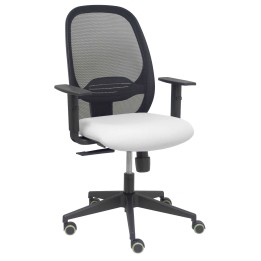 Piqueras y Crespo Silla Cilanco negra malla negra asiento bali blanco brazo regulable.
