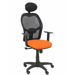 Piqueras y Crespo Silla Alocén malla negra asiento bali naranja brazos regulables cabecero fijo
