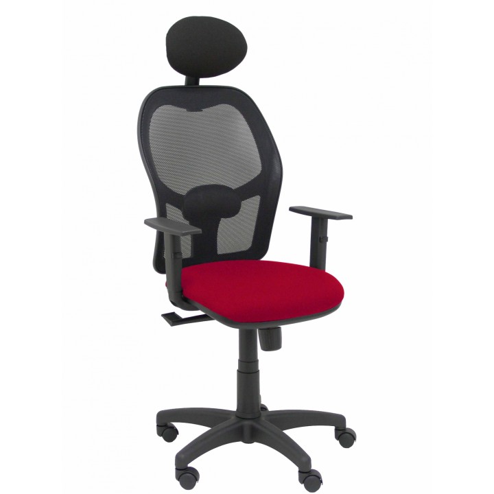 Piqueras y Crespo Silla Alocén malla negra asiento bali granate brazos regulables cabecero fijo