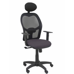 Piqueras y Crespo Silla Alocén malla negra asiento bali gris oscuro brazos regulables cabecero fijo