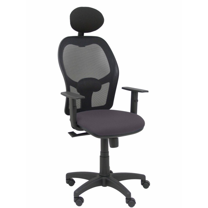 Piqueras y Crespo Silla Alocén malla negra asiento bali gris oscuro brazos regulables cabecero fijo