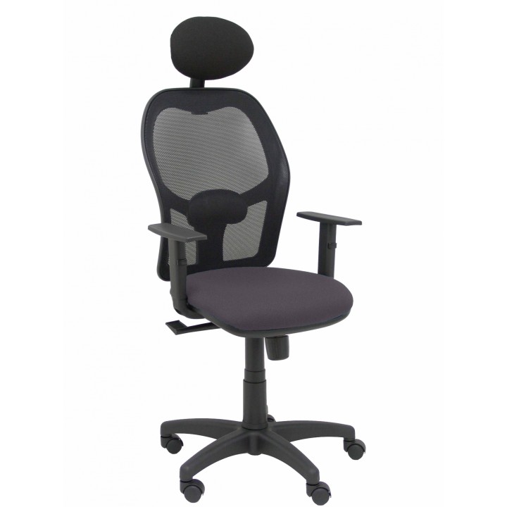 Piqueras y Crespo Silla Alocén malla negra asiento bali gris oscuro brazos regulables cabecero fijo