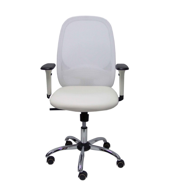 Piqueras y Crespo Silla Cilanco blanca malla blanca asto similpiel blanco brazo reg. base crom RP
