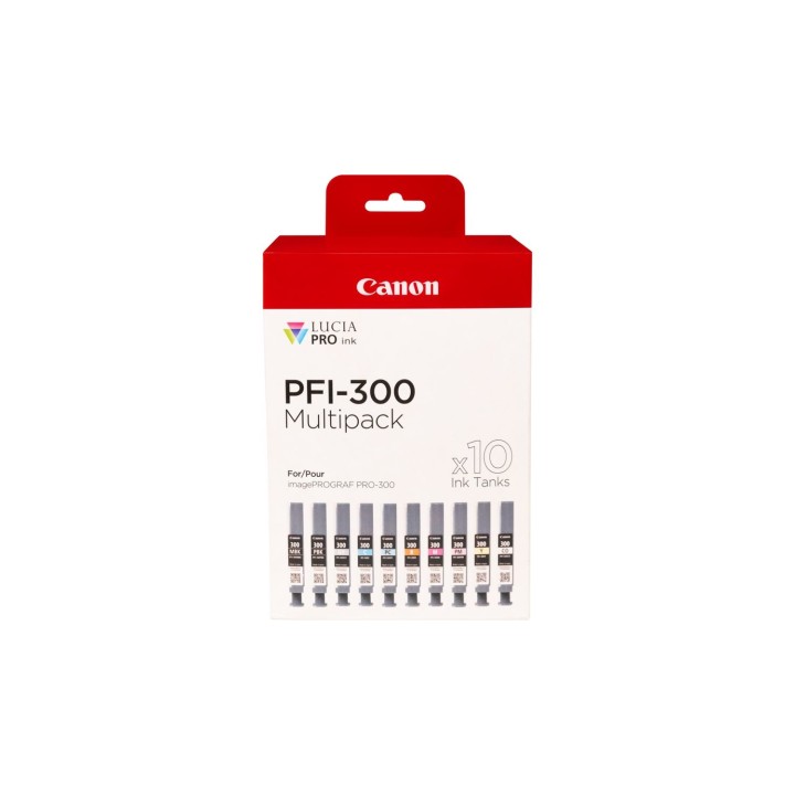 Canon PFI-300 cartucho de tinta 10 pieza(s) Original Negro, Azul, Cian, Gris, Magenta, Foto negro, Foto magenta, Rojo, Amarillo