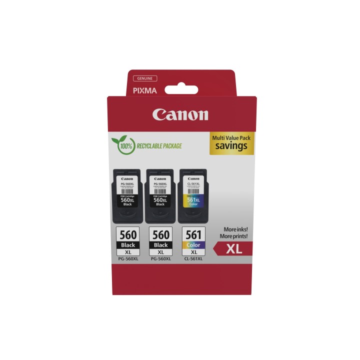 Canon 3712C009 cartucho de tinta 3 pieza(s) Original Alto rendimiento (XL) Negro, Cian, Magenta, Amarillo