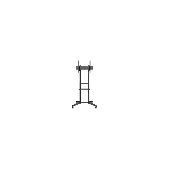 AISENS Soporte de Suelo ECO con Rueda, Bandeja para DVD para Monitor/TV 50Kg de 37-70, Negro