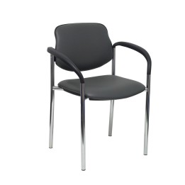 Piqueras y Crespo Silla fija Styl similpiel gris oscuro chasis cromo con brazos