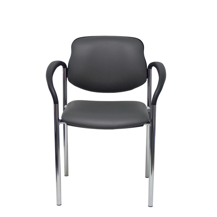 Piqueras y Crespo Silla fija Styl similpiel gris oscuro chasis cromo con brazos