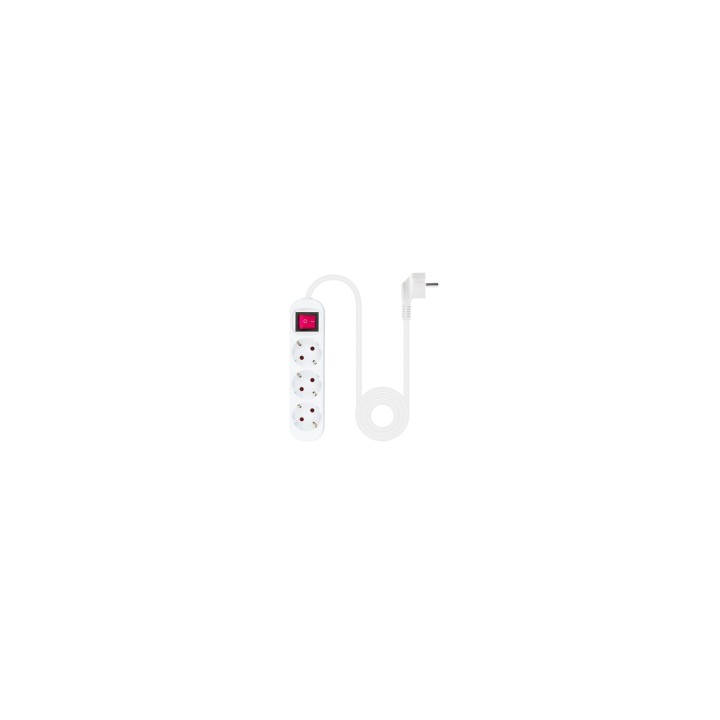 Nanocable Regleta de Enchufes con 3 Tomas con Interruptor, 1.4 m, Blanco