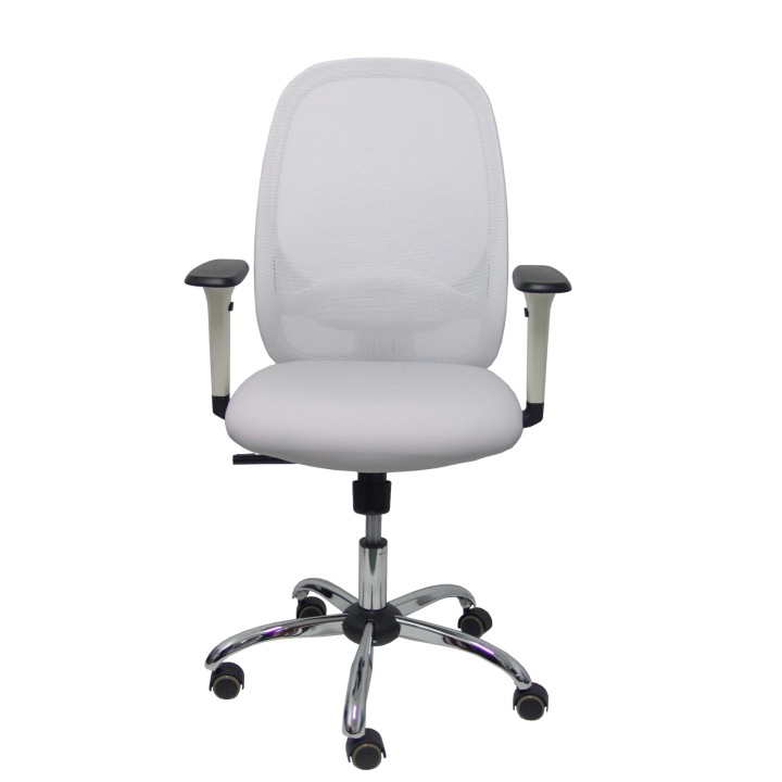 Piqueras y Crespo Silla Cilanco blanca malla blanca asto similpiel gris brazo reg. base crom RP