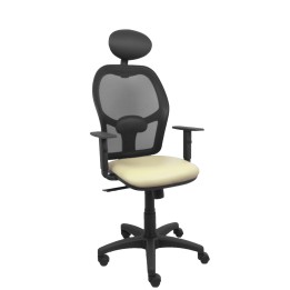 Piqueras y Crespo Silla Alocén malla negra asiento similpiel crema brazos regulables cabecero fijo