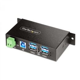 StarTech.com Hub USB Industrial de 4 Puertos Gestionado - Servicio Pesado - Caja de Metal - Protección ESD y Sobretensión -