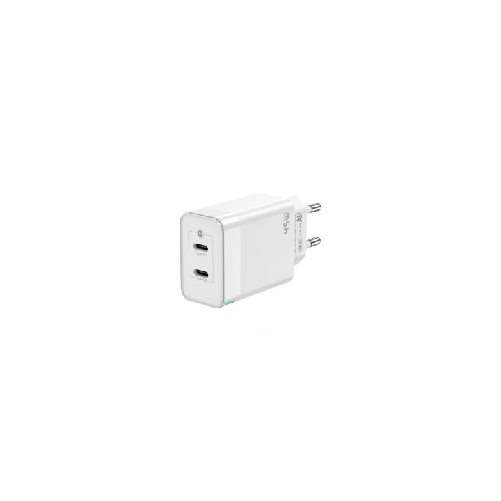 AISENS Cargador Gan 45W, 2xUSB-C PD3.0 QC4.0, Blanco