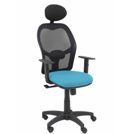 Piqueras y Crespo Silla Alocén malla negra asiento bali azul cielo brazos regulables cabecero fijo