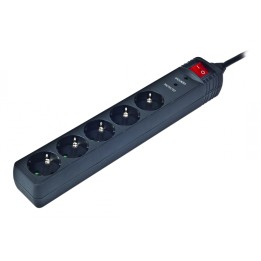 Gembird SPG5-C-5 base múltiple 1,5 m 5 salidas AC Negro