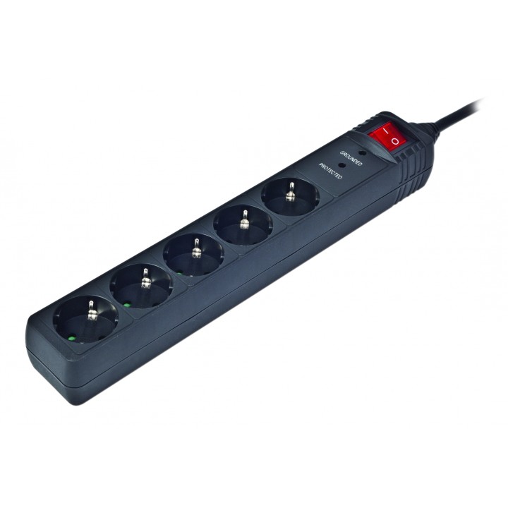 Gembird SPG5-C-5 base múltiple 1,5 m 5 salidas AC Negro