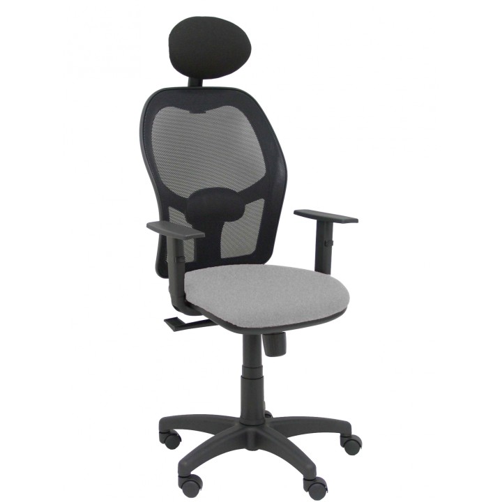 Piqueras y Crespo Silla Alocen malla negra asiento bali gris claro brazos regulables cabecero fijo